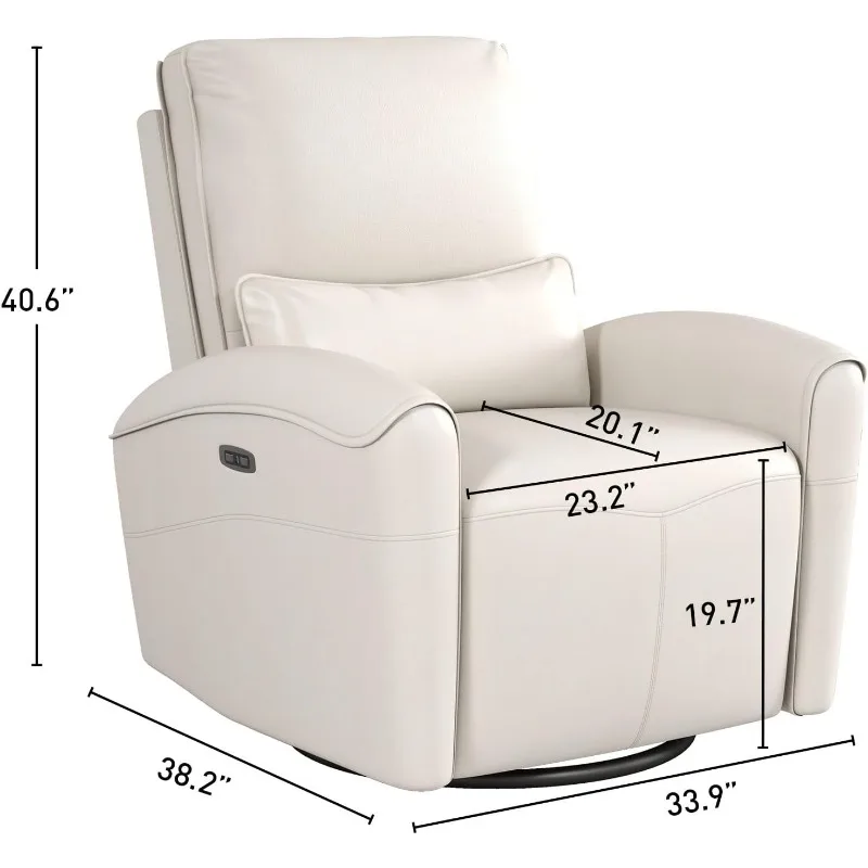 Power Swivel Rocker Recliner Chair with USB Port, 23.2