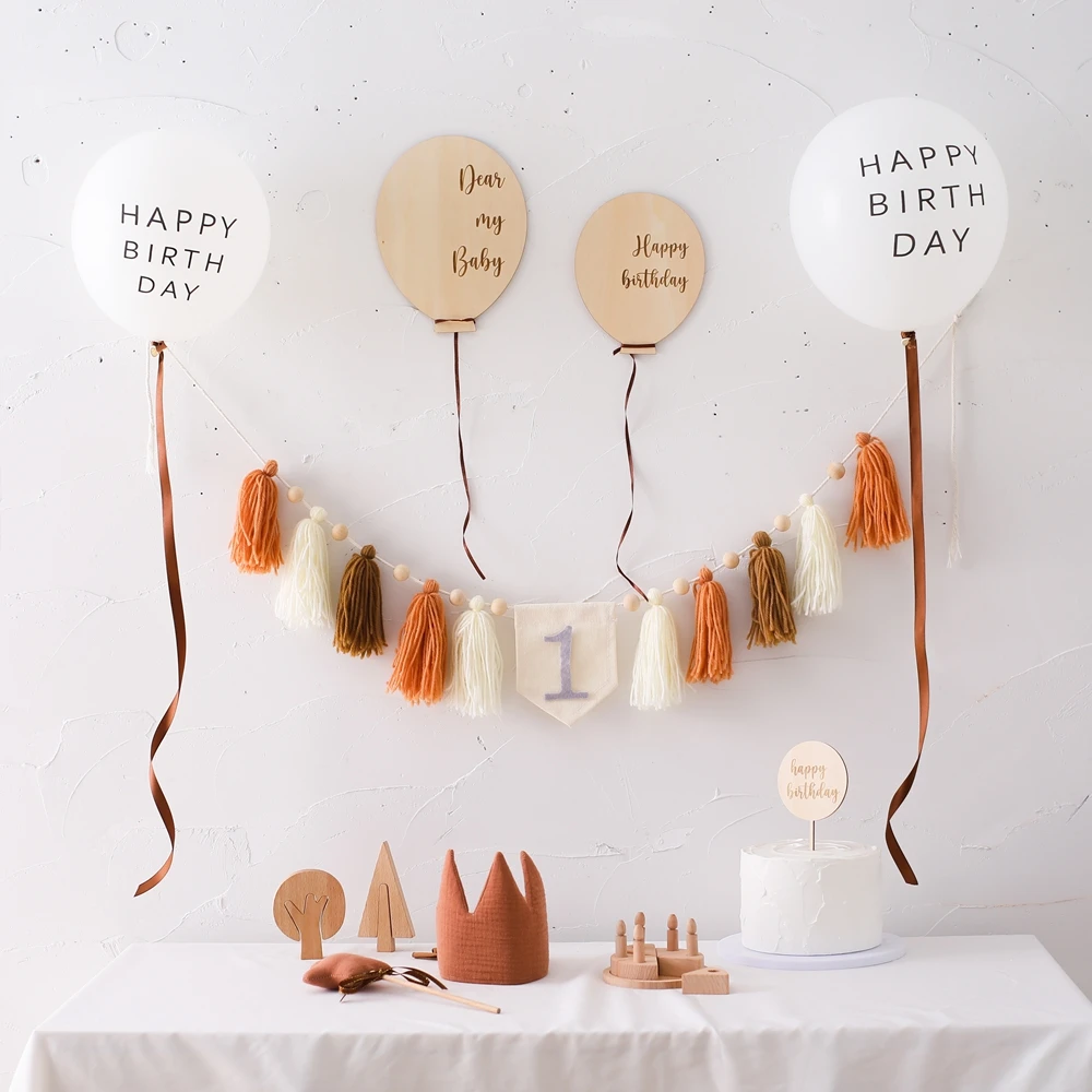 Newborn Photography Prop Happy Birthday Banner Tassel Pendant 1-3 Year Baby Milestone Card Birthday Party Decoration Supplies