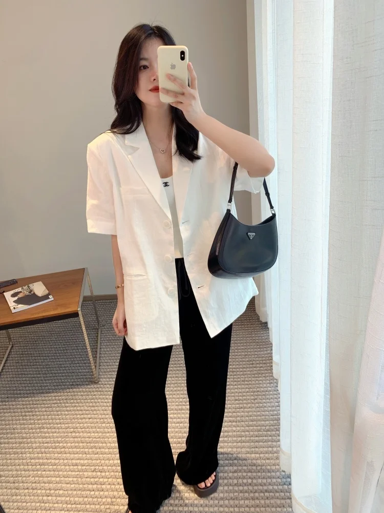 

Женская летняя повседневная рубашка свободного кроя из белого хлопка и льна, винтажный художественный стиль, однотонная