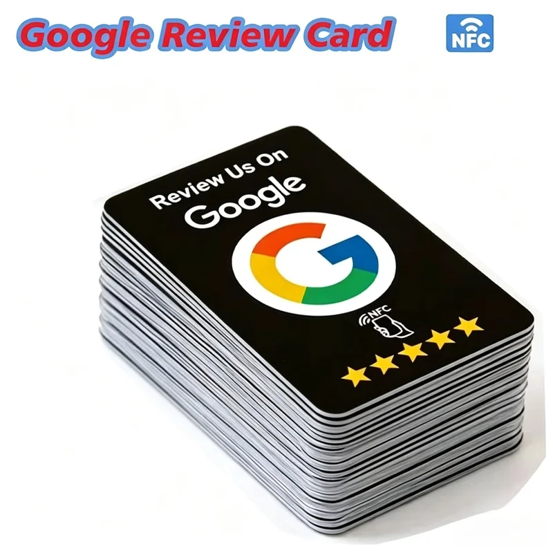 Image of 100 Stück Schwarze Premium Verschleißfeste Matte Wiederverwendbare Google-Bewertungs-Tap-NFC-Karte Programmierbare NFC-Tap-Karte Benutzerfreundlich