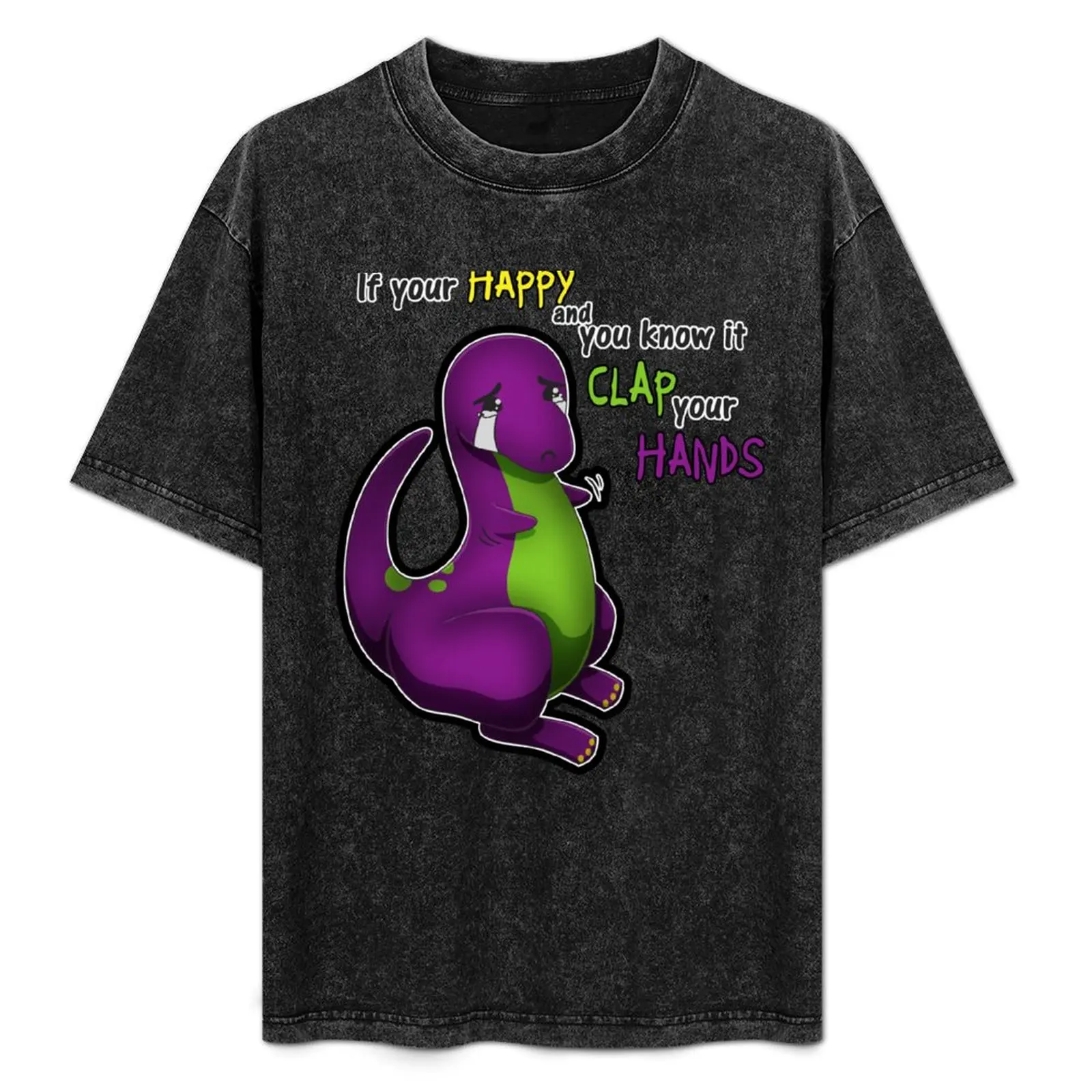 

If Your Happy And You Know It Barney T-Shirt Large Size Casual Short Sleeve Top