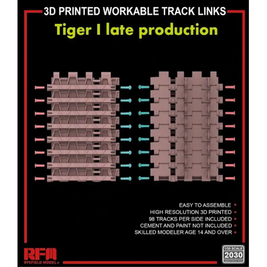 RYE FIELD 5152 1/35 Tiger I Mid. Produksi Cetak 3D Transparan / Standar 2 in 1 & 2030 Track Links yang Dapat Digunakan