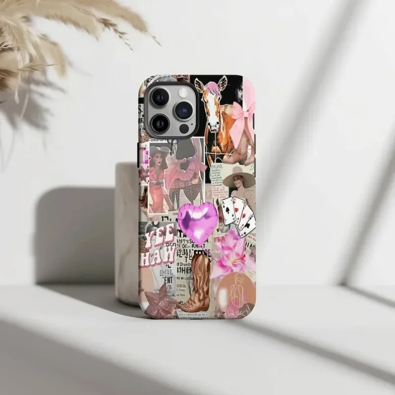 Disco Cowgirl Collage Phone Case For IPHONE 16ProMax 15 14 13 12 11 PRO Plus Acrylic TPU Two in one Mobile Phone Cases