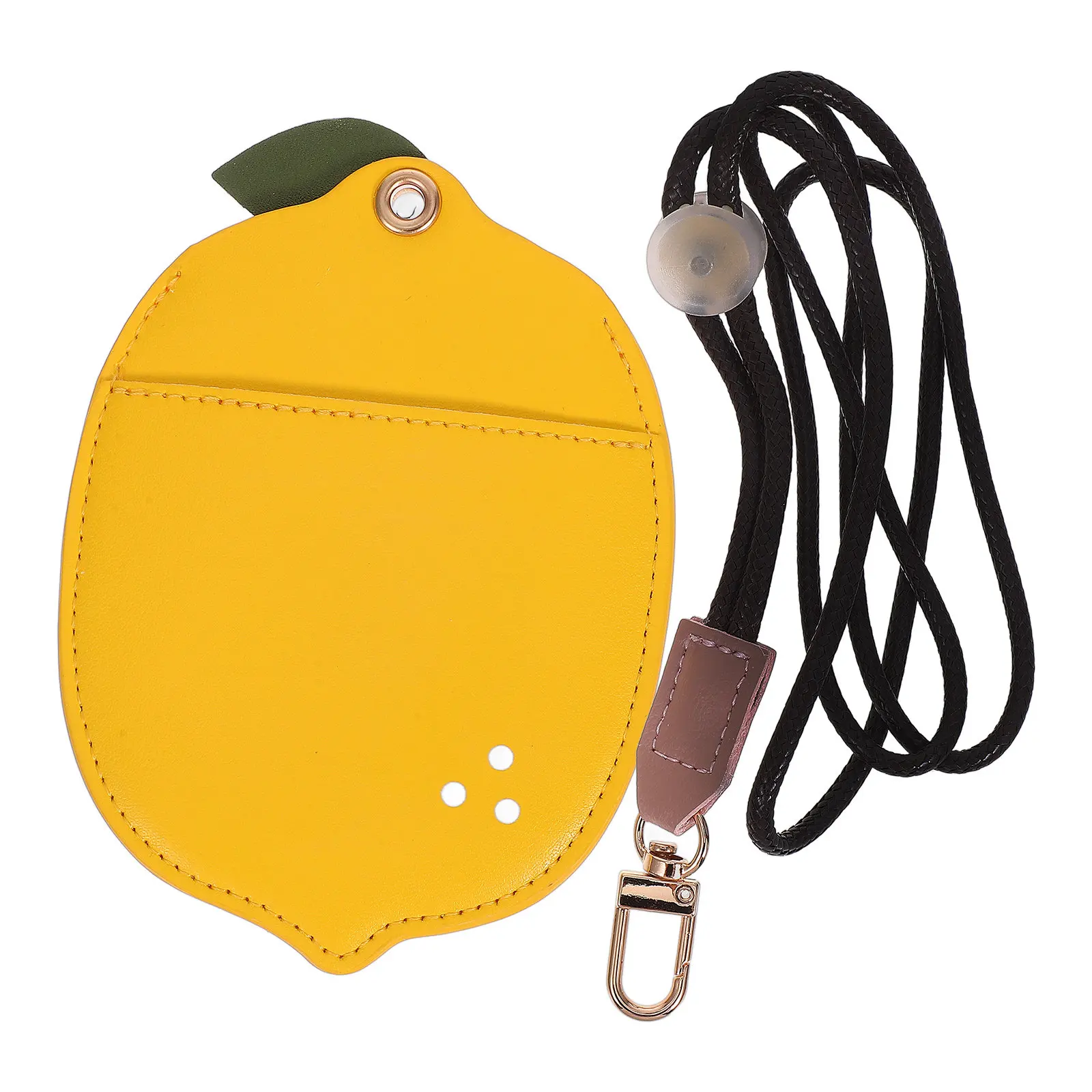 Lemon Badge Holder Lanyard and Card Holder Combo PU Id Card Sleeve Cute Design Comfortable Wear for Nurses Teachers