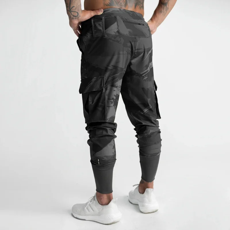 

2023 Casual Trousers Male Gyms Training Joggers Sweatpants Fashion New Mens Solid Color Street Wear Overalls with Pocket
