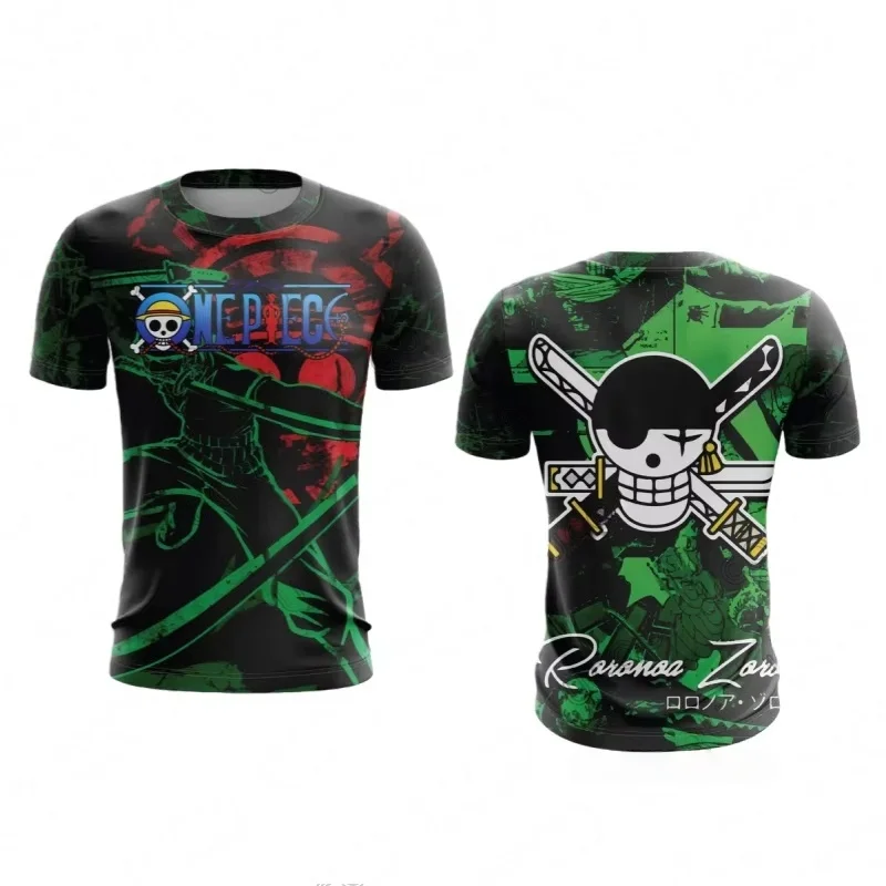One Piece Summer New  Roronoa Zoro 3D All Over Print Breathable Black Green Anime Streetwear Short Sleeve Unisex Casual Tee