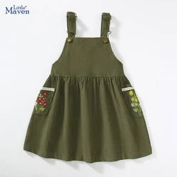 Little maven Autumn Costume Children's Clothing kids Clothes Baby Girls Sleevesless Cartoon Flowers Princess Dresses Soft Cotton