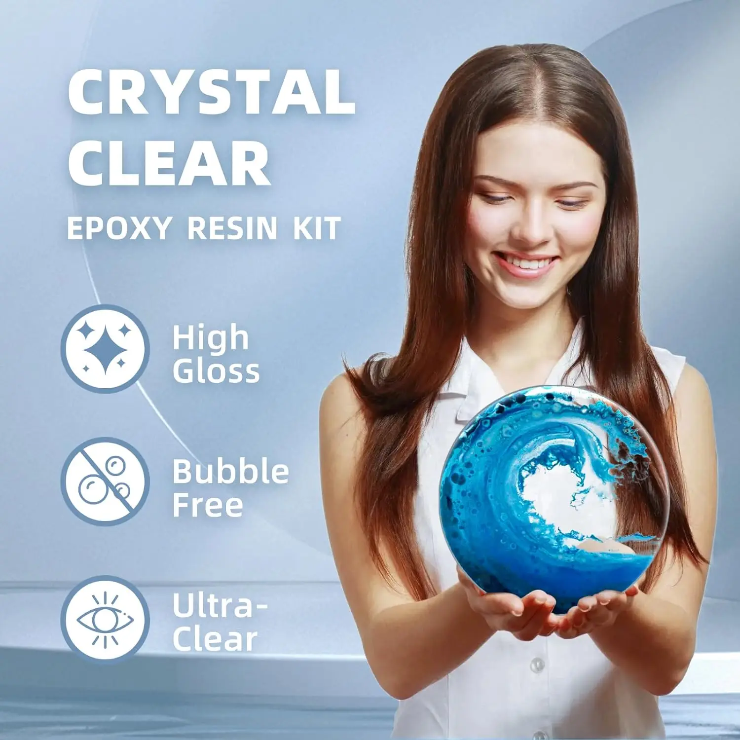 2 Gallon Crystal Clear Epoxy Resin With Pump,2 Part(1 Gallon Resin And 1 Gallon Hardener),No Bubble & Not Yellowing Resin For