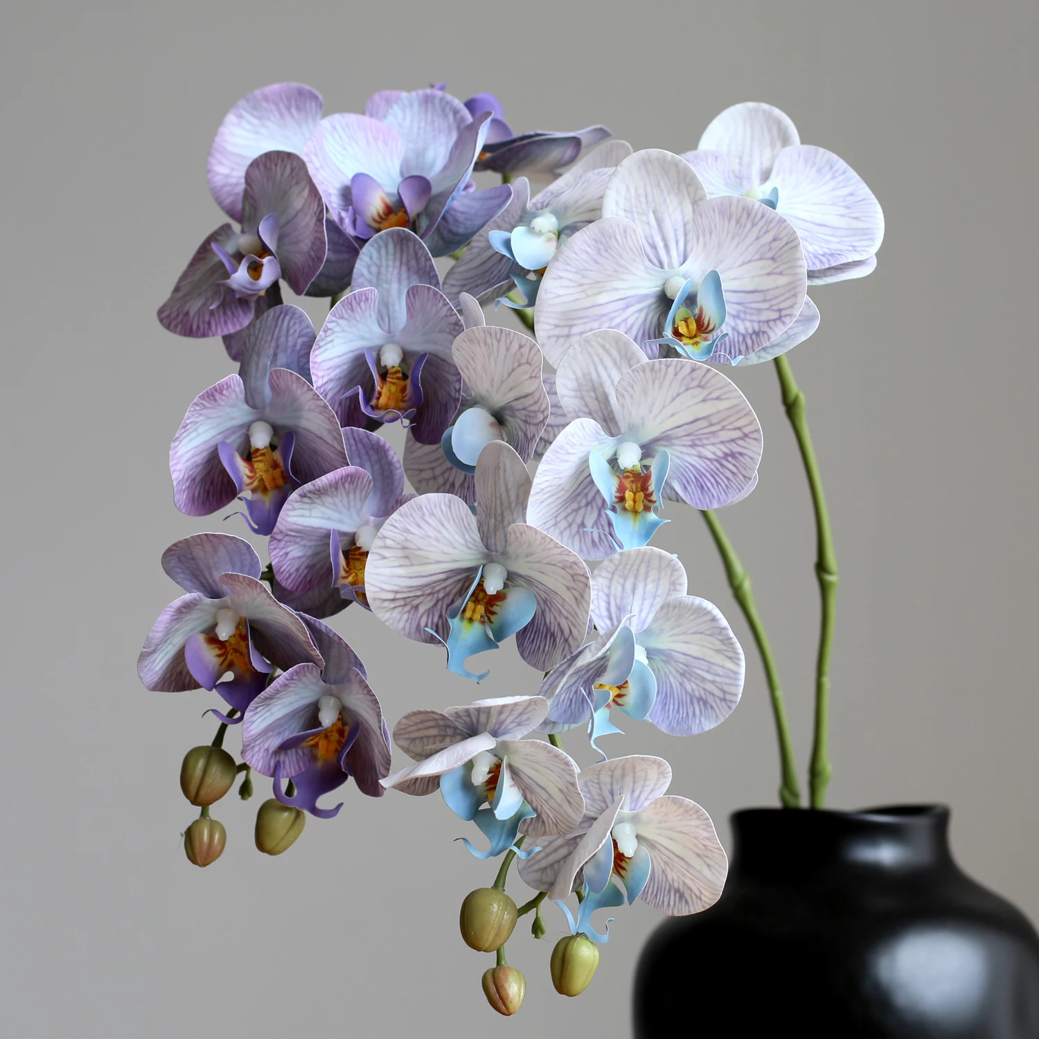 

High-quality feel 9-head Phalaenopsis simulation single branch fake flower Nordic dining table decoration floral soft wedding