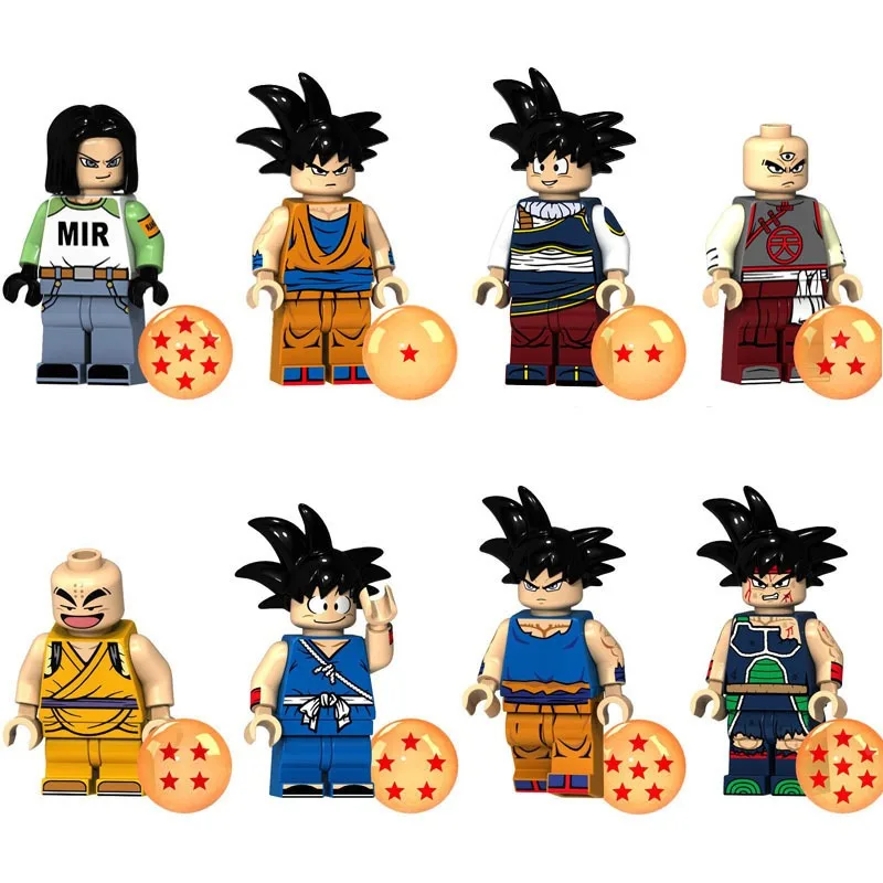 Dragon Ball Bouwstenen, humanoïde poppen, speelgoed, digitale actiefiguren geassembleerd speelgoed crawler educatief speelgoed voor kinderen
