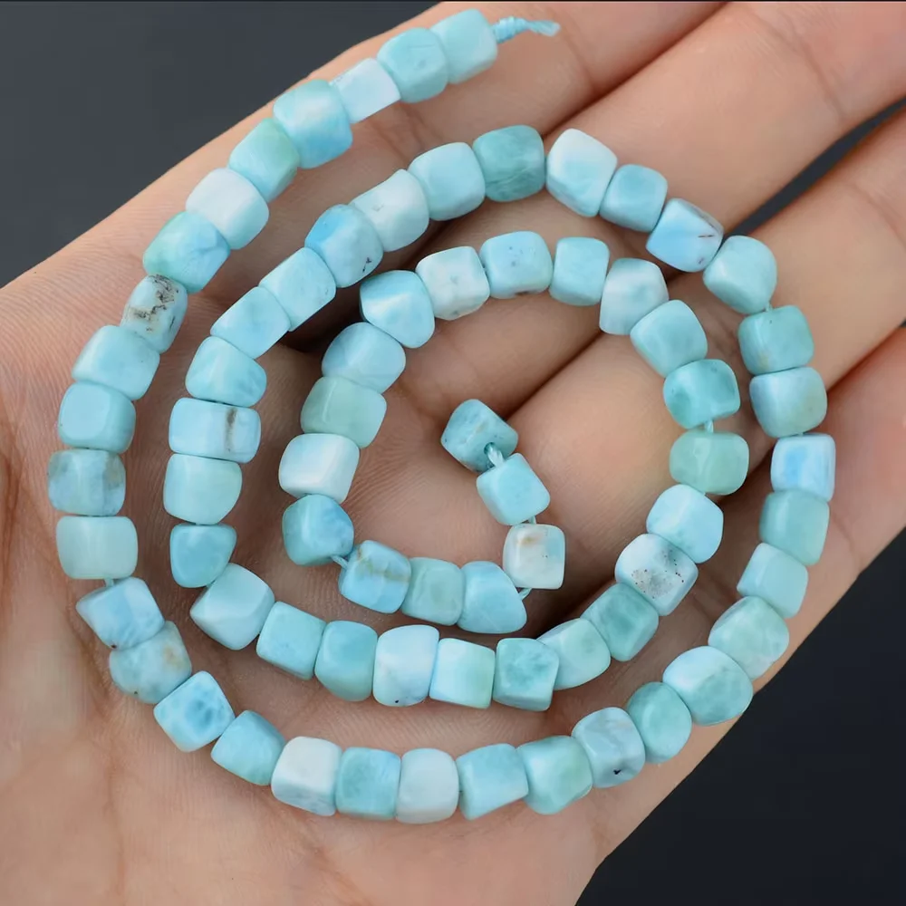 2  strands AA+ Natural 5-6mm larimar square strand loose stone beads 15.5 Inch