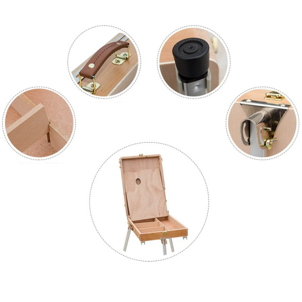French Wooden Easel with Storage Box Drawing Painting Tripod Tool Sets Portable Folding French Easel Palette Board for Painters view 5