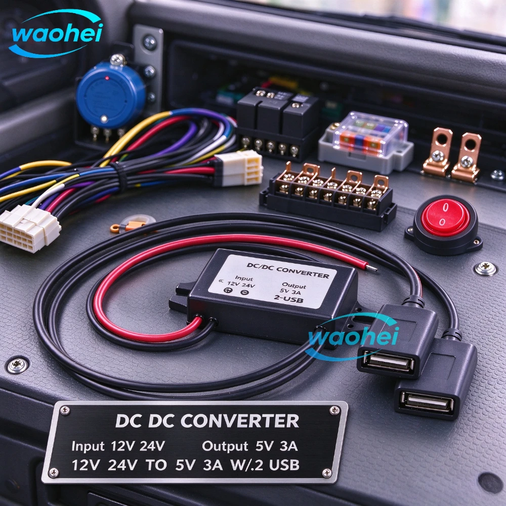 DC-DC Step Down Voltage Power Supply 12V 24V To 5V 3A 15W Output Adapter with Reverse Protection Type-C USB Car Power Converter