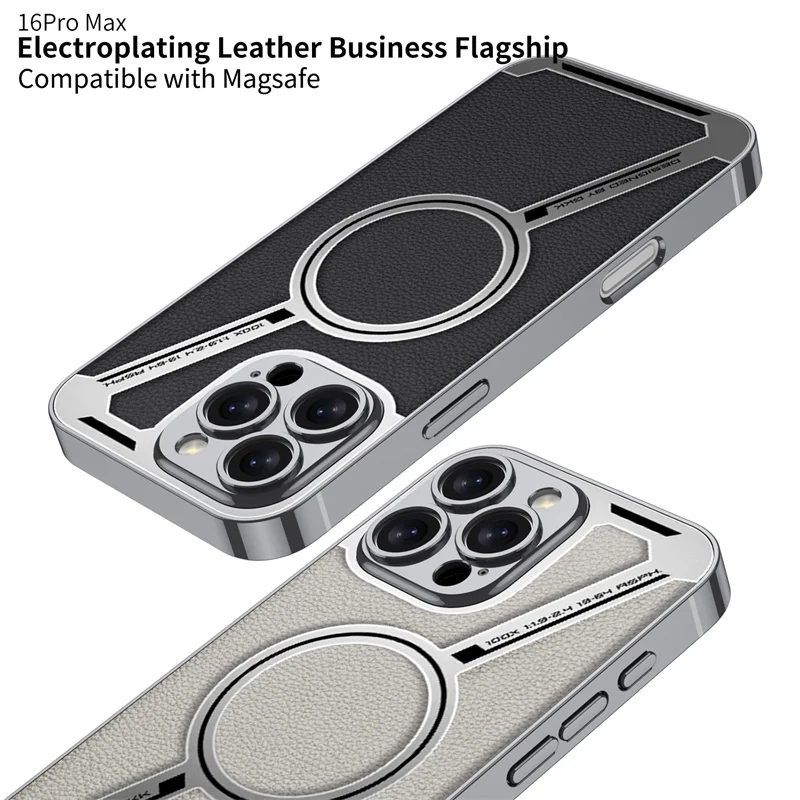 Luxury Z Shaped Electroplated Leather Magnetic Phone Case For iPhone 16/16 Pro Max/16 Plus Magsafe Shockproof Protective Cover