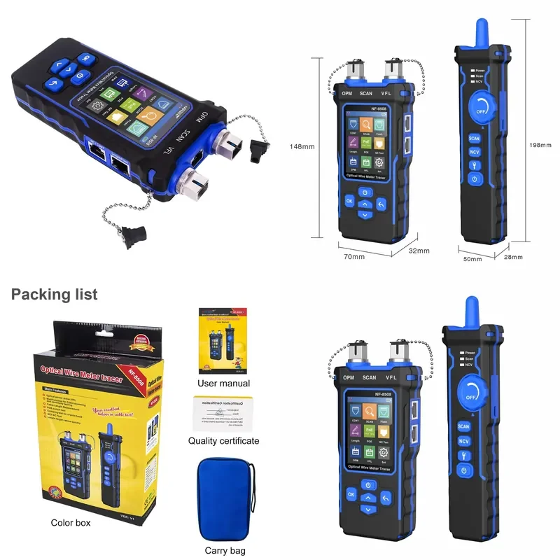 Recycling Machine 2026 Optical Power Meter OPM VFL PoE Tester Cable Finder Visual Fault Locator NF-8508 RJ45 FTTH Network