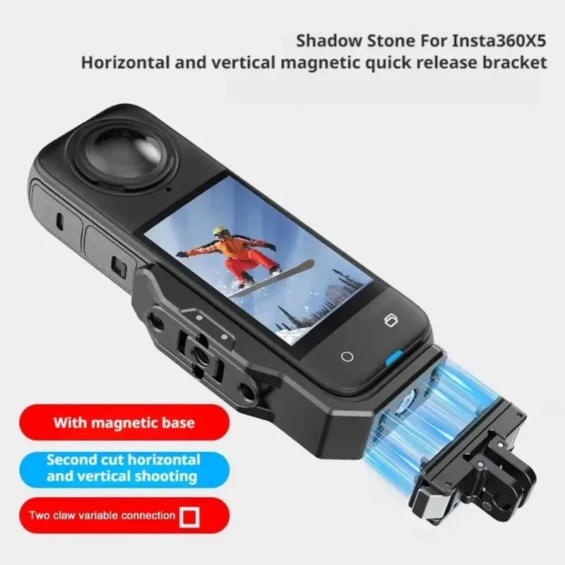 Magnetic Mount Adapter For Insta360X5/4 Horizontal And Vertical Shooting Bracket For Insta X5 Sports Camera Accessories L-Shaped
