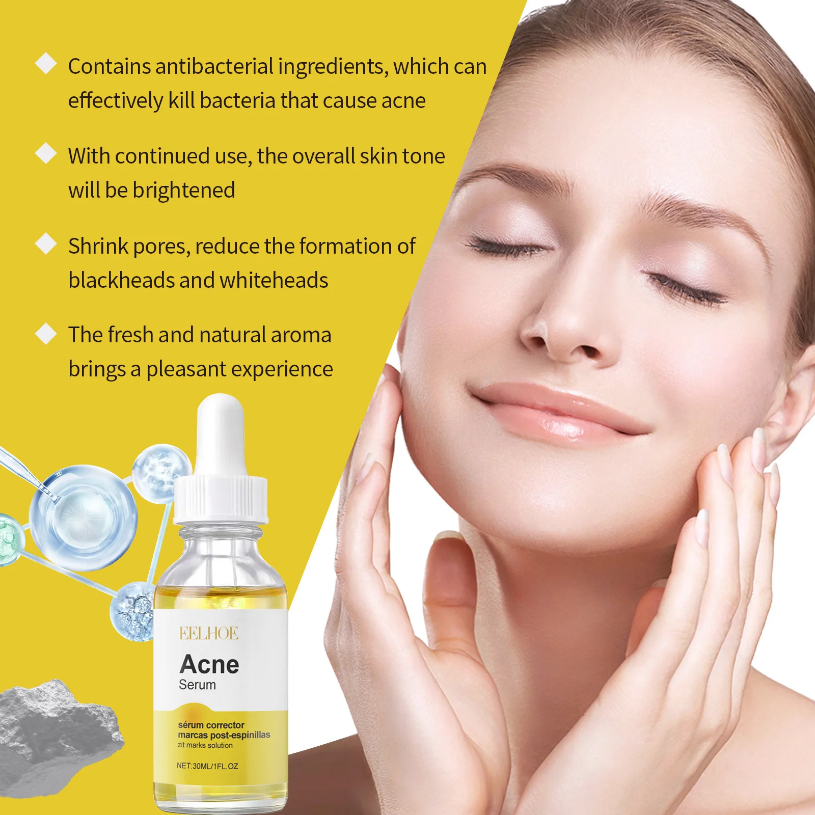 EELHOE Facial Serum Corrector Brightening Remove A-cne Marks Oil Control Pigmentation Remover Skin Healing A-cne Treatment Serum