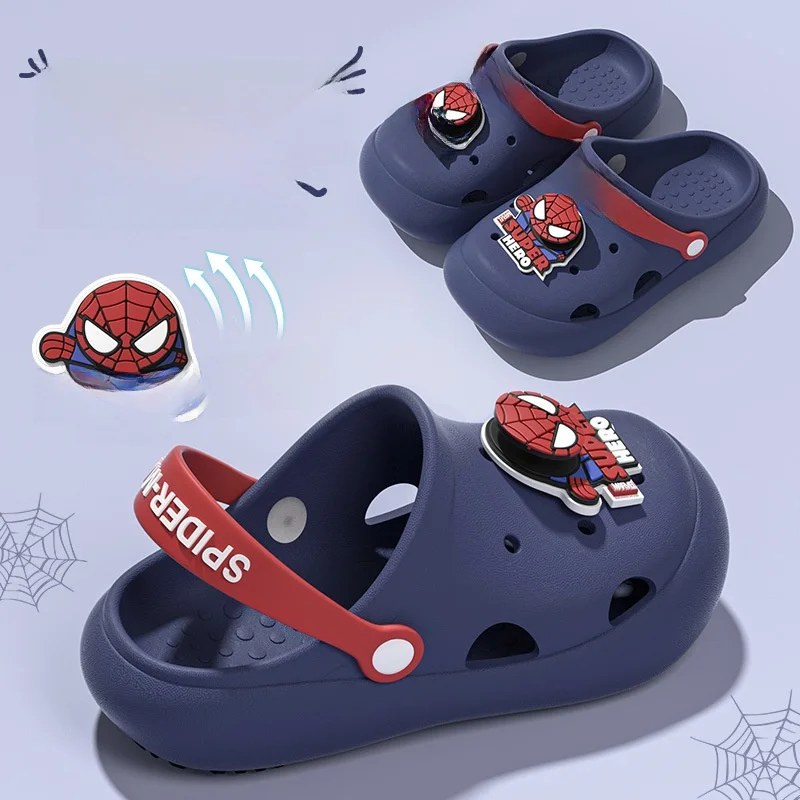 

Kids'Casual Slippers Beach Cartoon Spider-Man EVA Summer Shoes For Soft Bottom Anti-slip Boys Blue Shoes Size 28-37