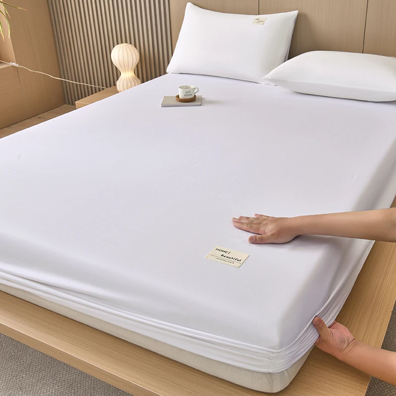 100% Cotton Fitted Sheet Pure Color Bed Sheet for Home Decor Soft Bed Cover With Elastic Band, 1PC Sheet No Pillowcase