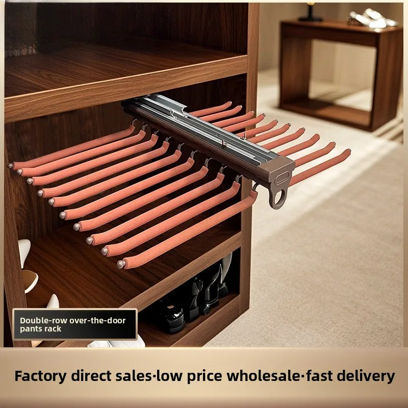 

Multifunctional Telescopic Pants Pumping Wardrobe with Built-in Slide Rail Pulling Pants Rack Top-mounted Push-pull Hanging Rod