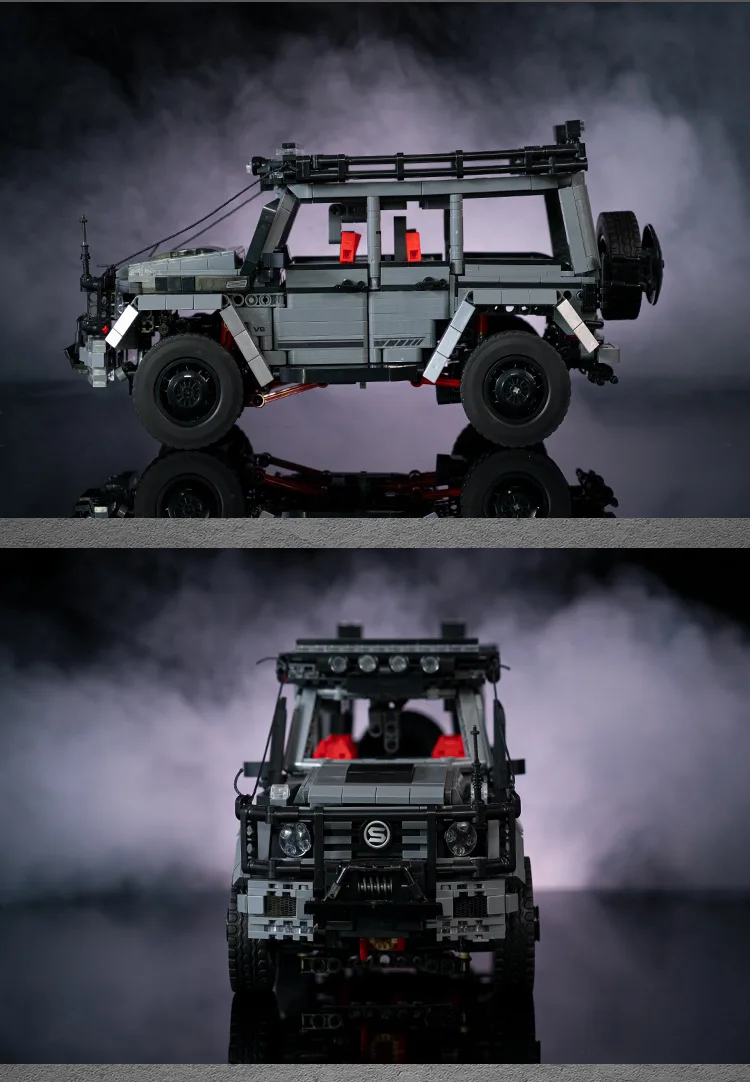 Technisches Deutschland-Stadt-Fahrzeug-Baustein-Set im Maßstab 1:14, Mercedes-Benz G63, Konstruktionsmodell, Bausteine, Spielzeug, Sammlerstück, ideal als Geschenk. – Detail 8