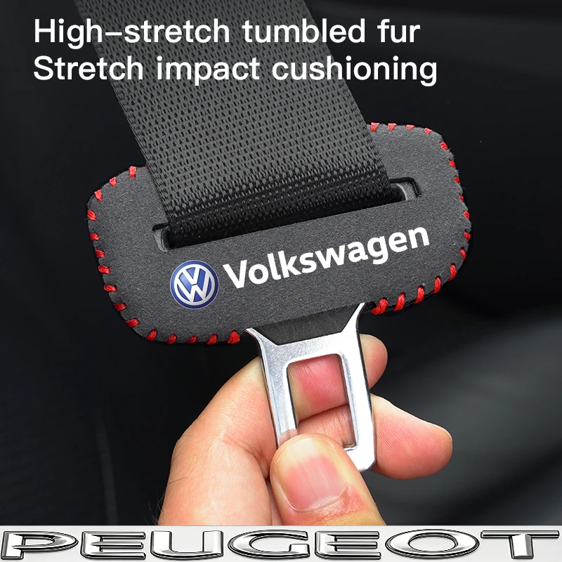 2 Stück Auto-Sicherheitsgurtschnallen-Schutzhüllen aus Wildleder für VW Golf Tiguan T-Roc Polo Passat ID.4 T-Cross ID.3 Taigo ID.7 – Detail 2