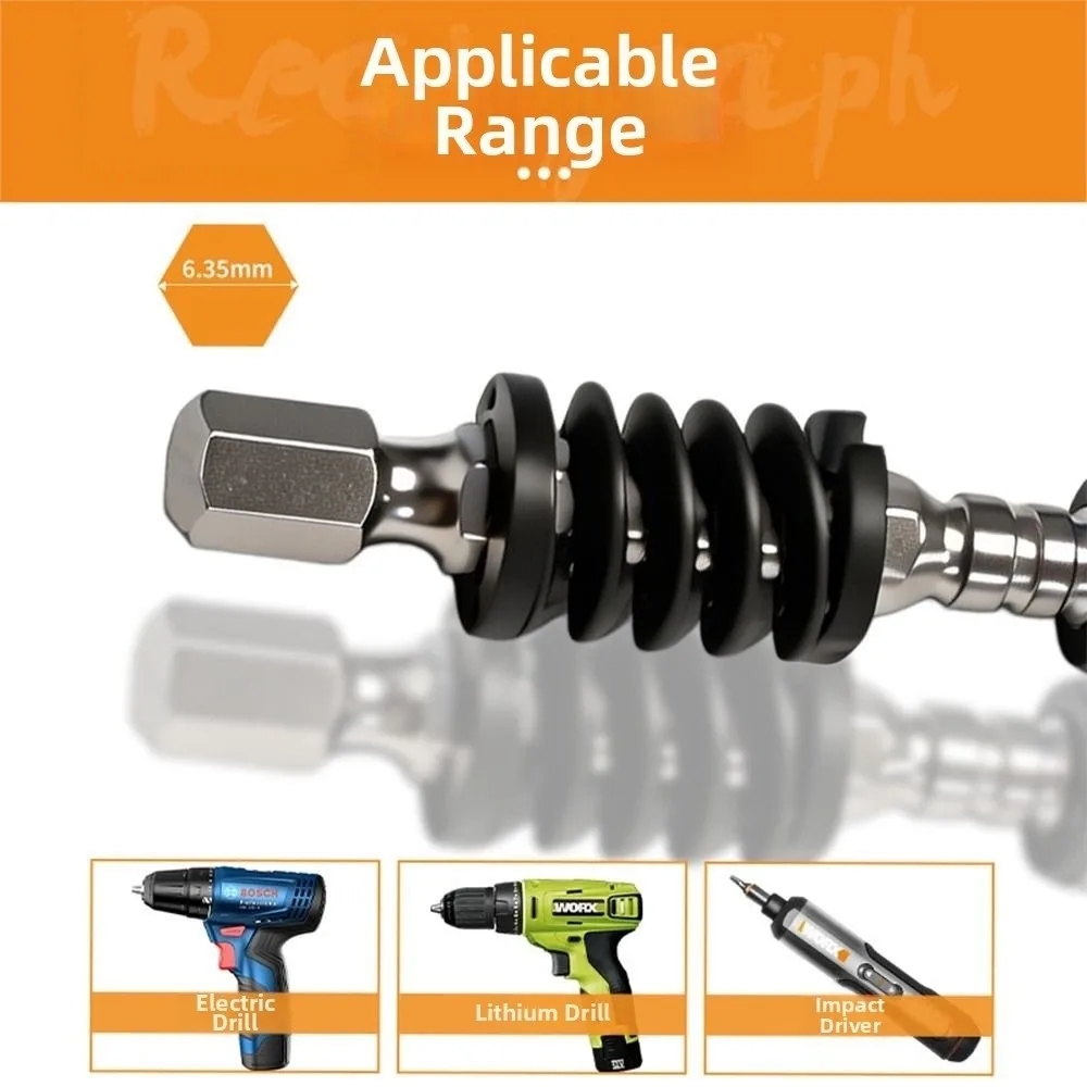 2/5Pcs Magnetic Spring-Loaded Screwdriver Bits Ring Positioning 1/4 Inch Hexagonal Wall Screw Bits Detachable Limit Ring