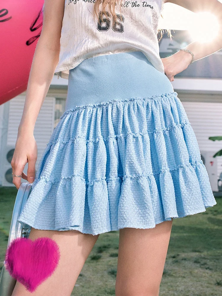 

Юбка Elfsack с высокой талией, А-силуэт, синяя, из фатина, женская летняя короткая юбка, милая, с карманами, из полиэстера и нейлона