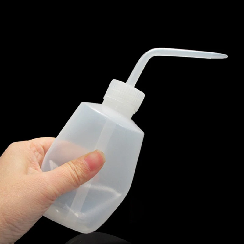 Bottle washing bottle curved mouth with scale washing bottle PE material chemical solvent special squeeze bottle 150/250/1000ml
