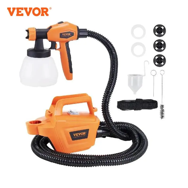 vevor hvlp pulverizador de pintura com mangueira de ar spray eletrico recipiente pintura de casa 500w 1300w 1300ml 01