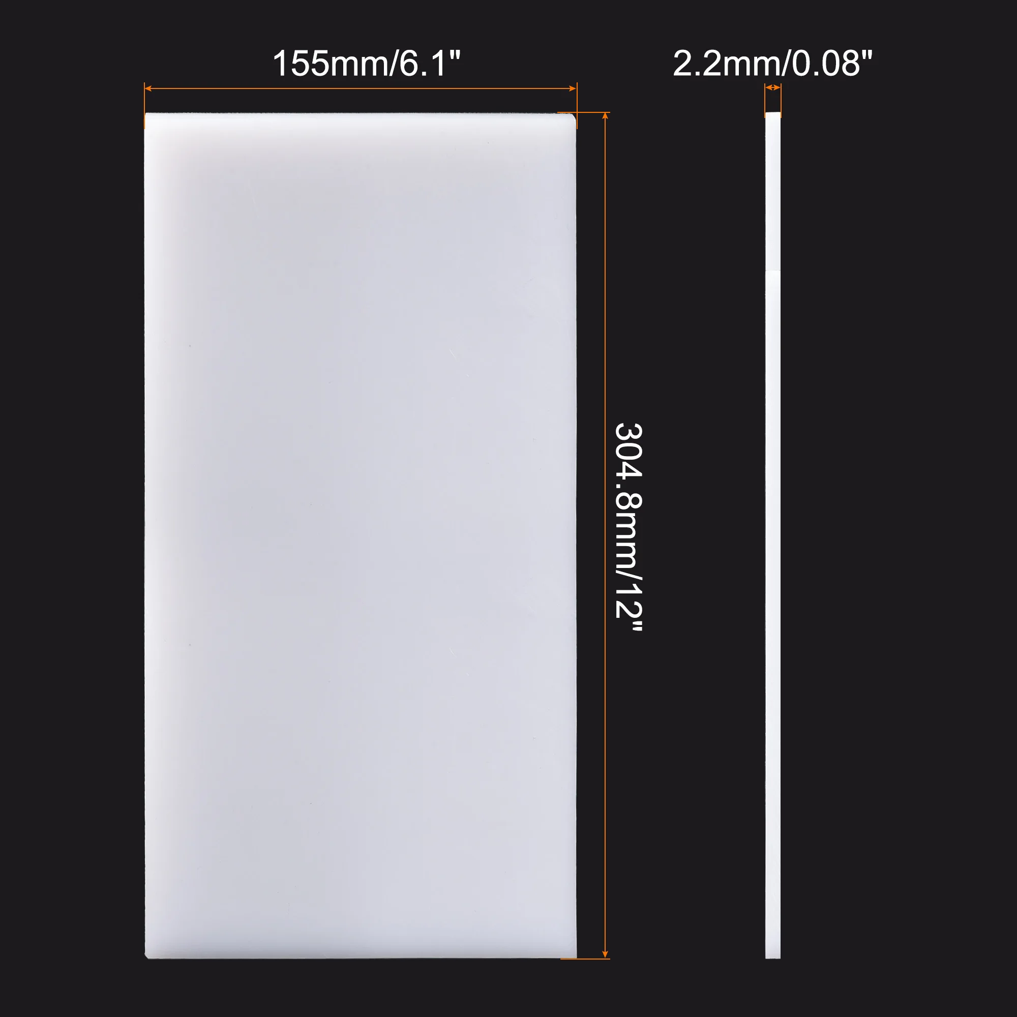 uxcell UHMW Sheet Ultra High Molecular Weight Polyethylene Sheet Hard Plastic Sheet Board 6.1''x 12 '' x 0.08'' White