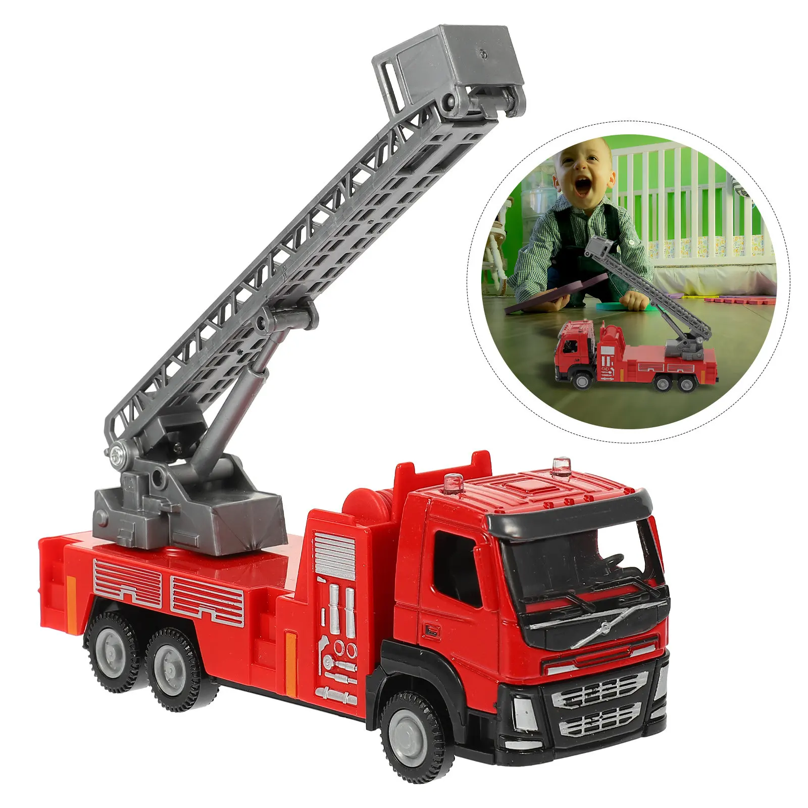 Alloy Fire Truck Simulation Creative Red Firefighting Vehicle for Kids Early Educational Play and Color Recognition Car Gift