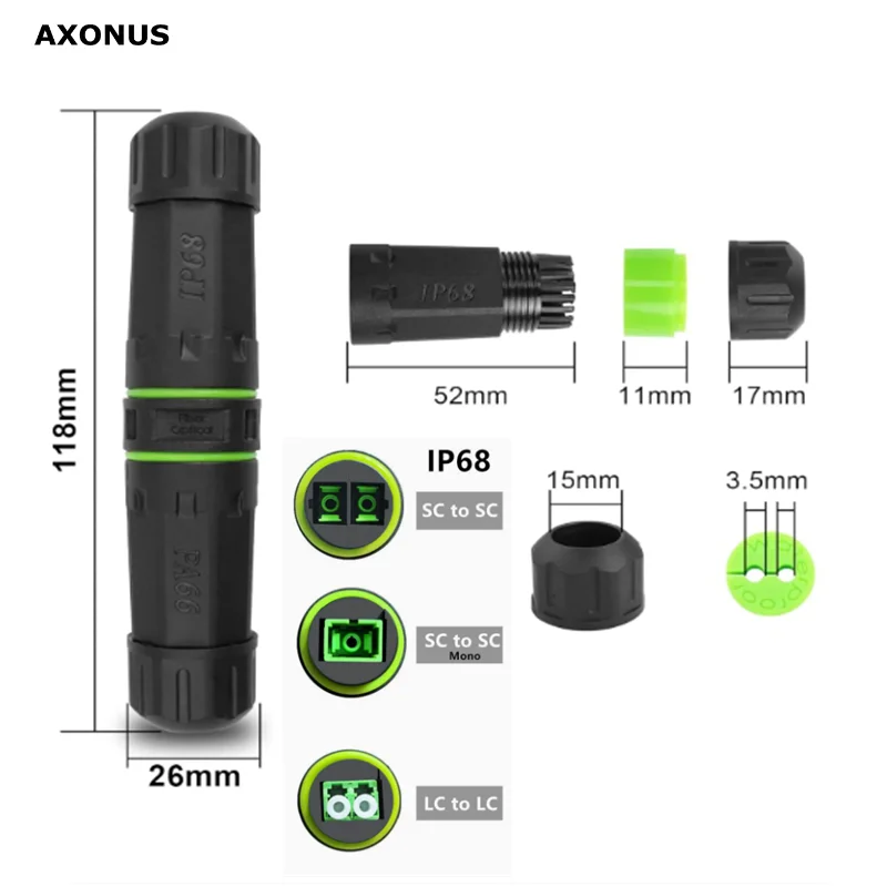 IP68 Waterproof Fiber Optical Coupler, LC to LC / SC TO SC Duplex Fiber Optic Cable Outdoor Waterproof Connector