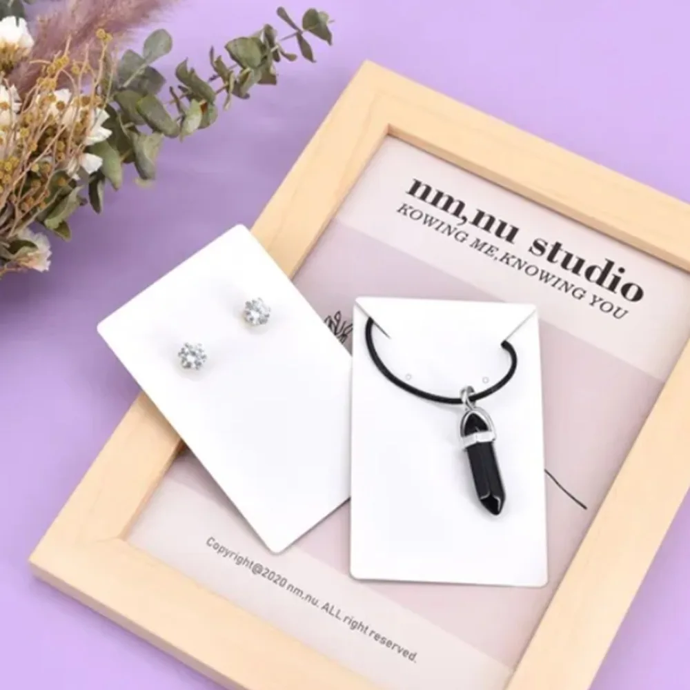 100pcs Blank Paper Earring Cards White Brown Kraft Paper Jewelry Card 6x9cm Black Earring Display Holder Cards Retail Display