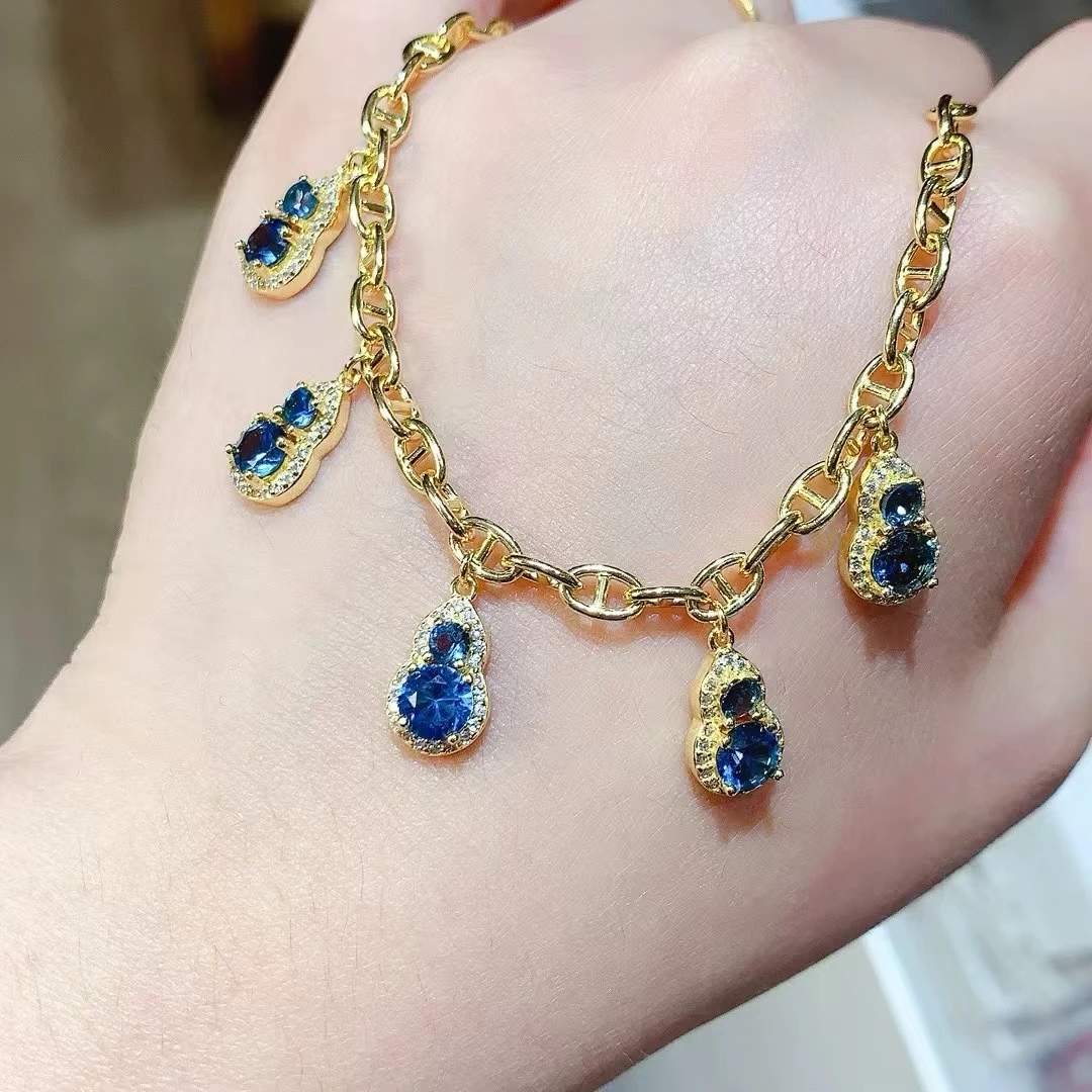 KJJEAXCMY Natural Topaz Bracelet S925 silver , electroplated locking color process, high clarity Full of luster Support testing
