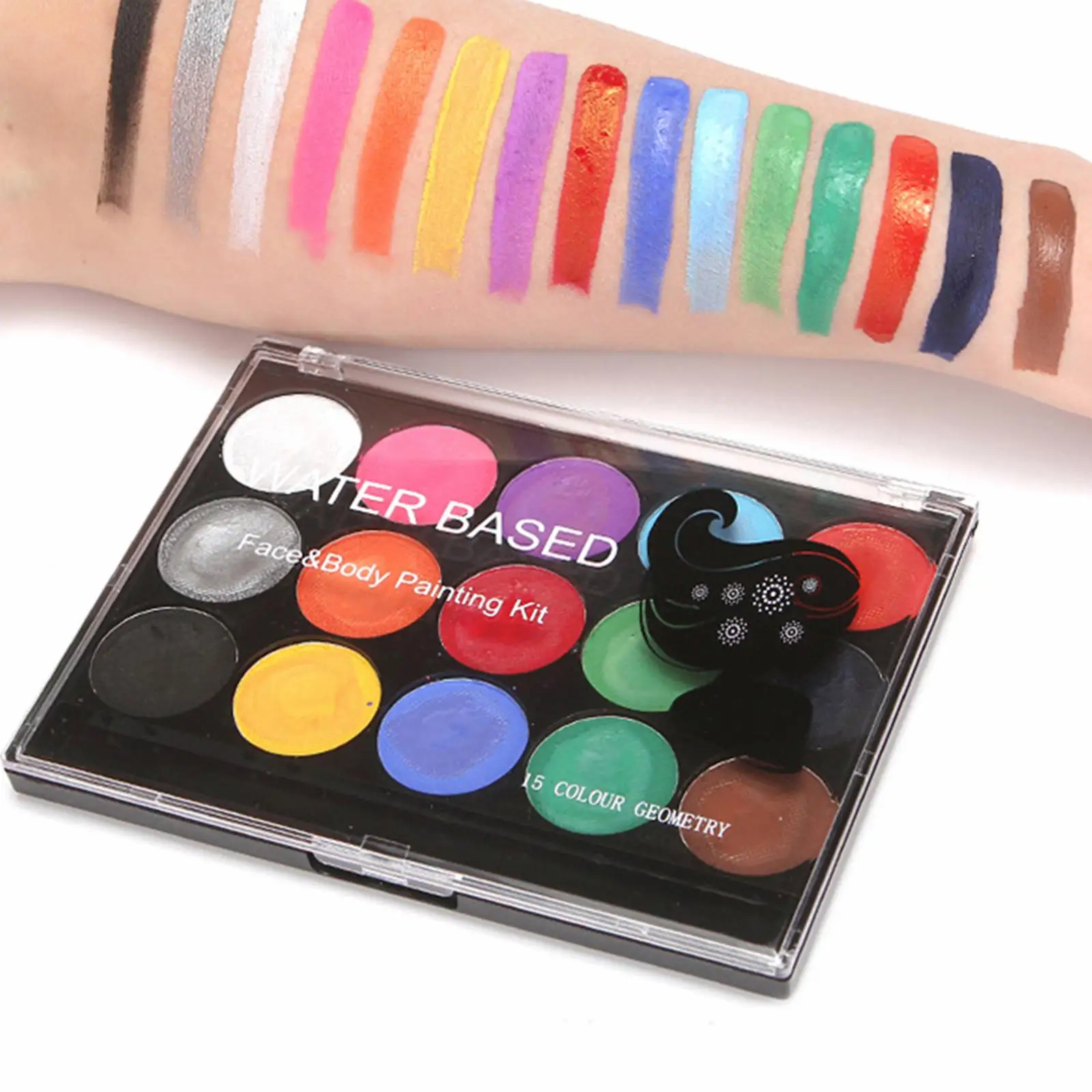 Professional Face Paint, Makeup Pigment Palette Washable Glowing 16 Colors Face