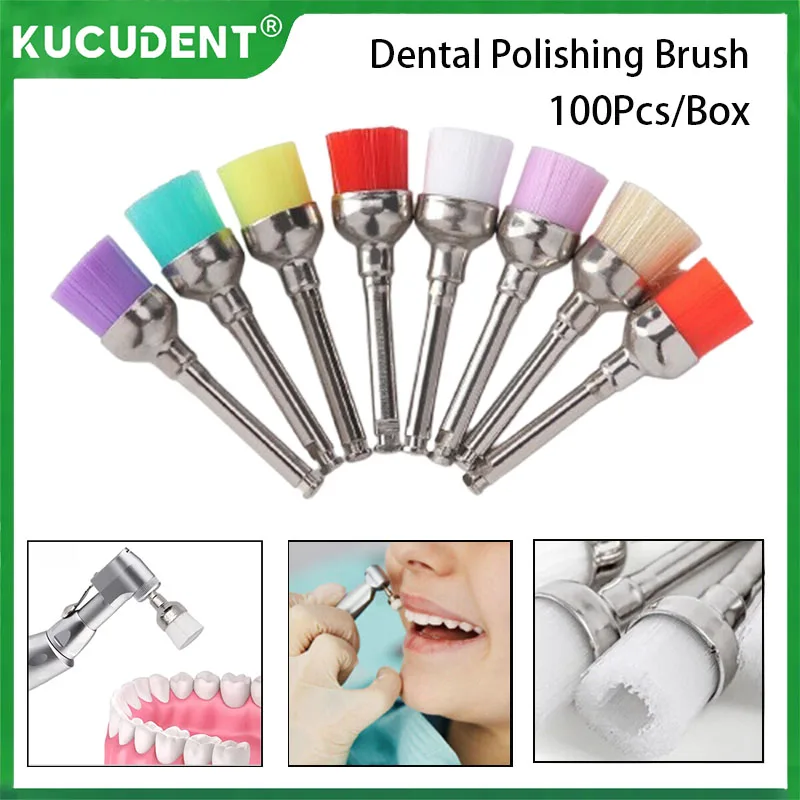 

100Pcs/Pack Disposable Dental Polishing Nylon Bristle Polisher Bowl Shape Prophy Brushes Stain Removal Tool Oral Consumables