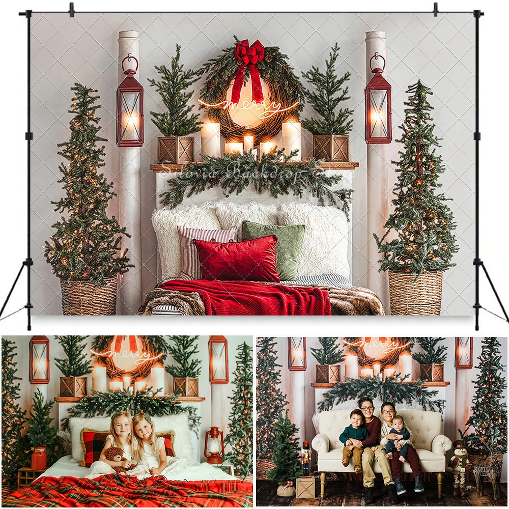 

Winter Christmas Fireplace Photo Background for Children Birthday Cake Smash Photography Backdrop Xmas Tree Photo Studio Props