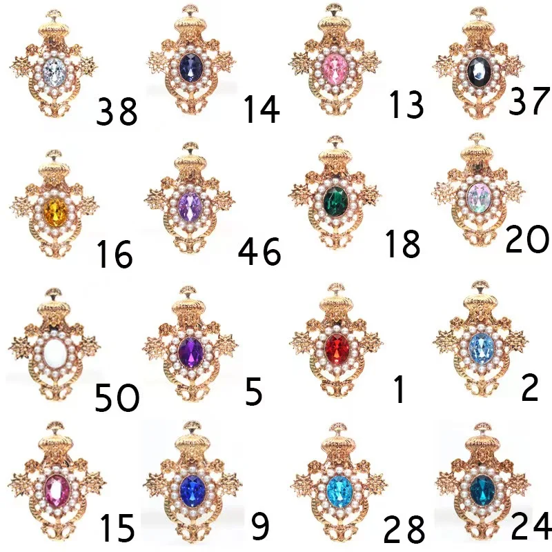 32 * 40MM Golden French Crown Alloy Water Diamond Imitation Pearl Pendant Clothing Accessories Wedding Party Invitation Decorati