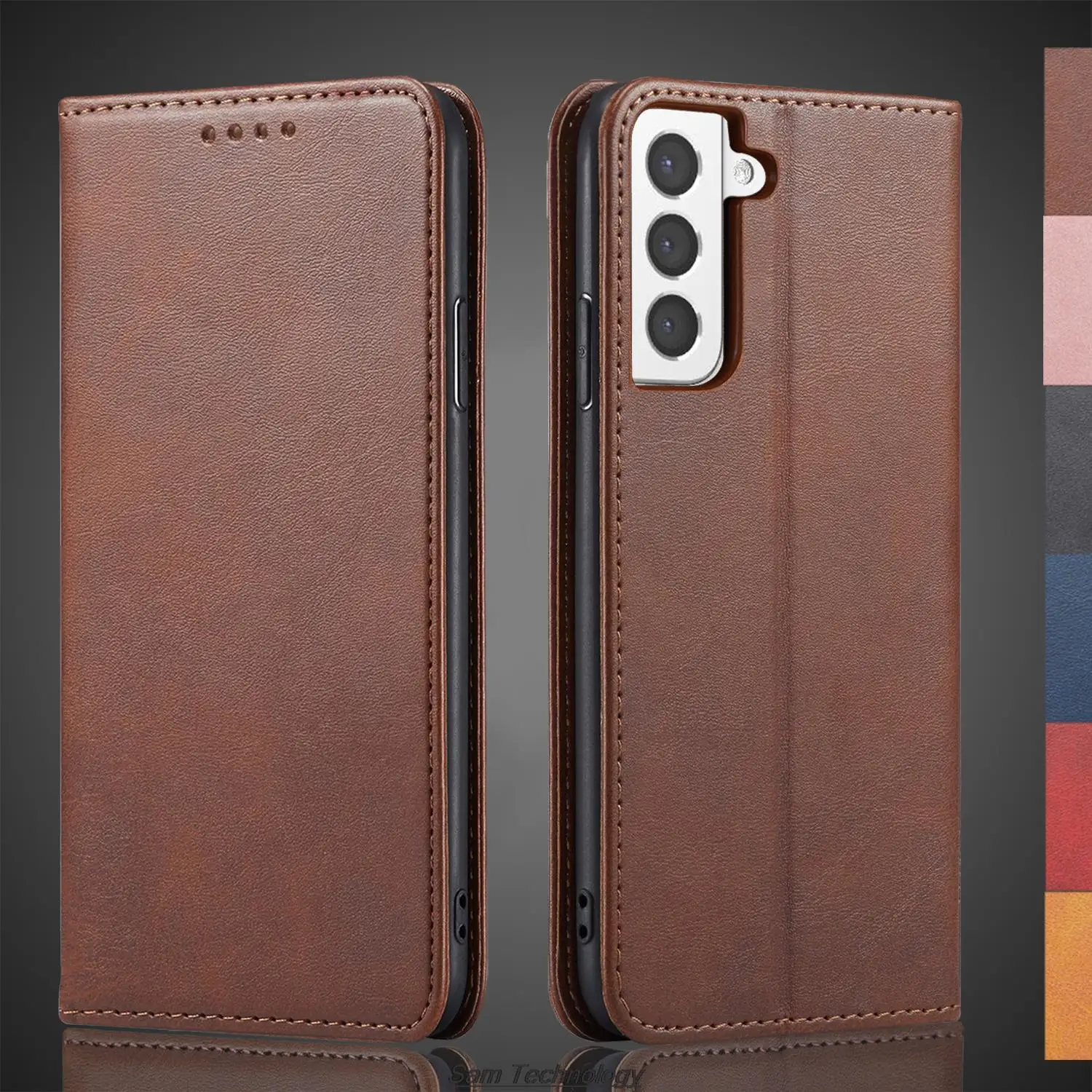 Étui en cuir à attraction magnétique pour Samsung Galaxy S21 5G, étui à rabat, étui portefeuille, sacs de téléphone, 6.2 pouces