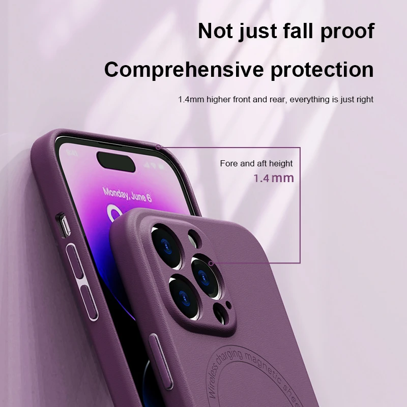 Phone Case Magsafe Magnetic Skin Friendly Leather Luxury Retro Matte Cover for IPhone 13 14 15 Pro Max Shockproof Protection