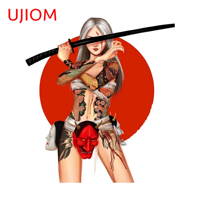 

UJIOM Samurai Oni Girl Wall Sticker Seductive Tattoo Personality Eye Catching Graphics Decal Home Decoration Accessories