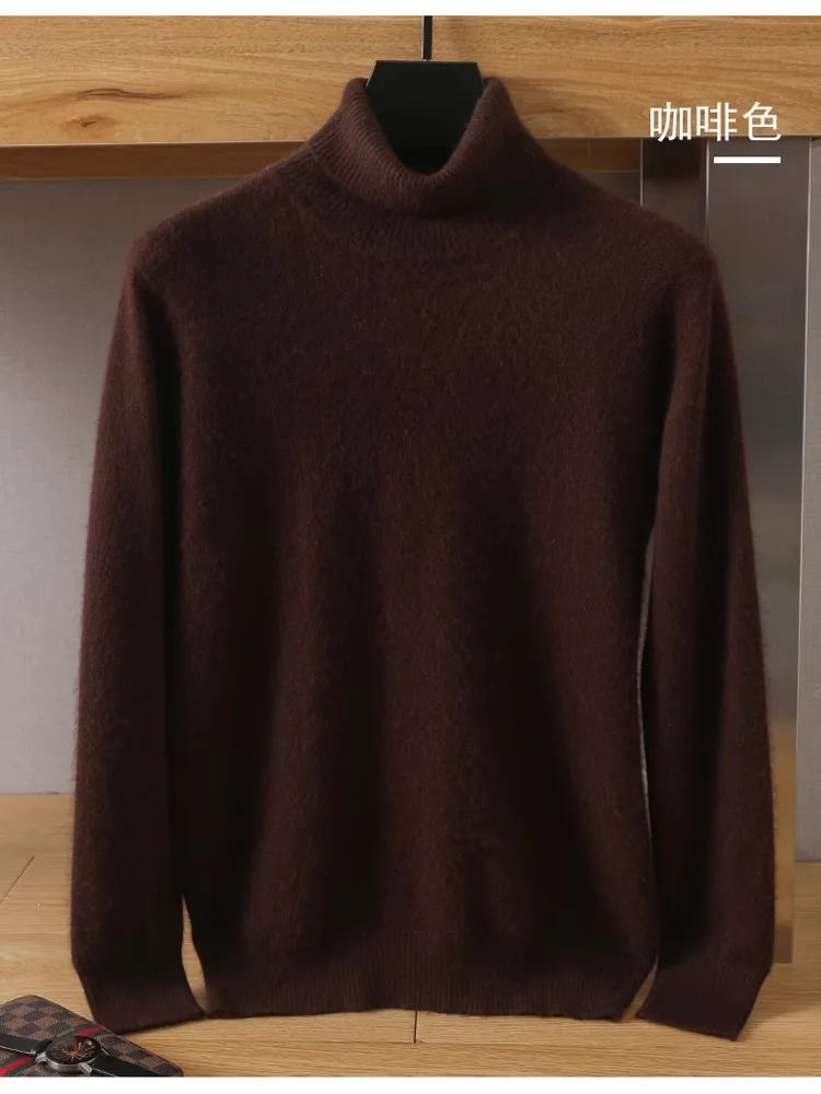 Herren-Pullover aus 100 % reinem Nerz-Samt-Kaschmir mit hohem Revers, gestrickt, für den Winter, neue Oberteile, langärmelige High-End-Pullover – Detail 20