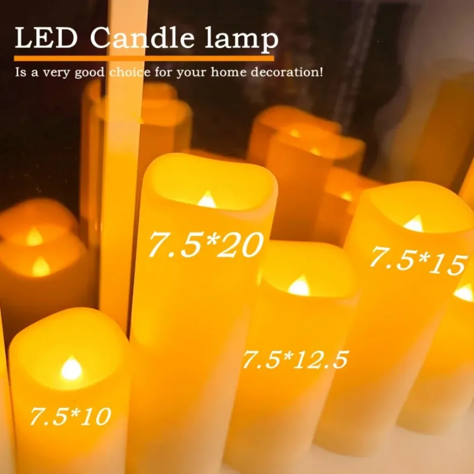 Battery Powered LED Candles Lamp Warm Light Flameless Flickering for Home Holiday Wedding Birthday Party DIY Atmosphere Decor
