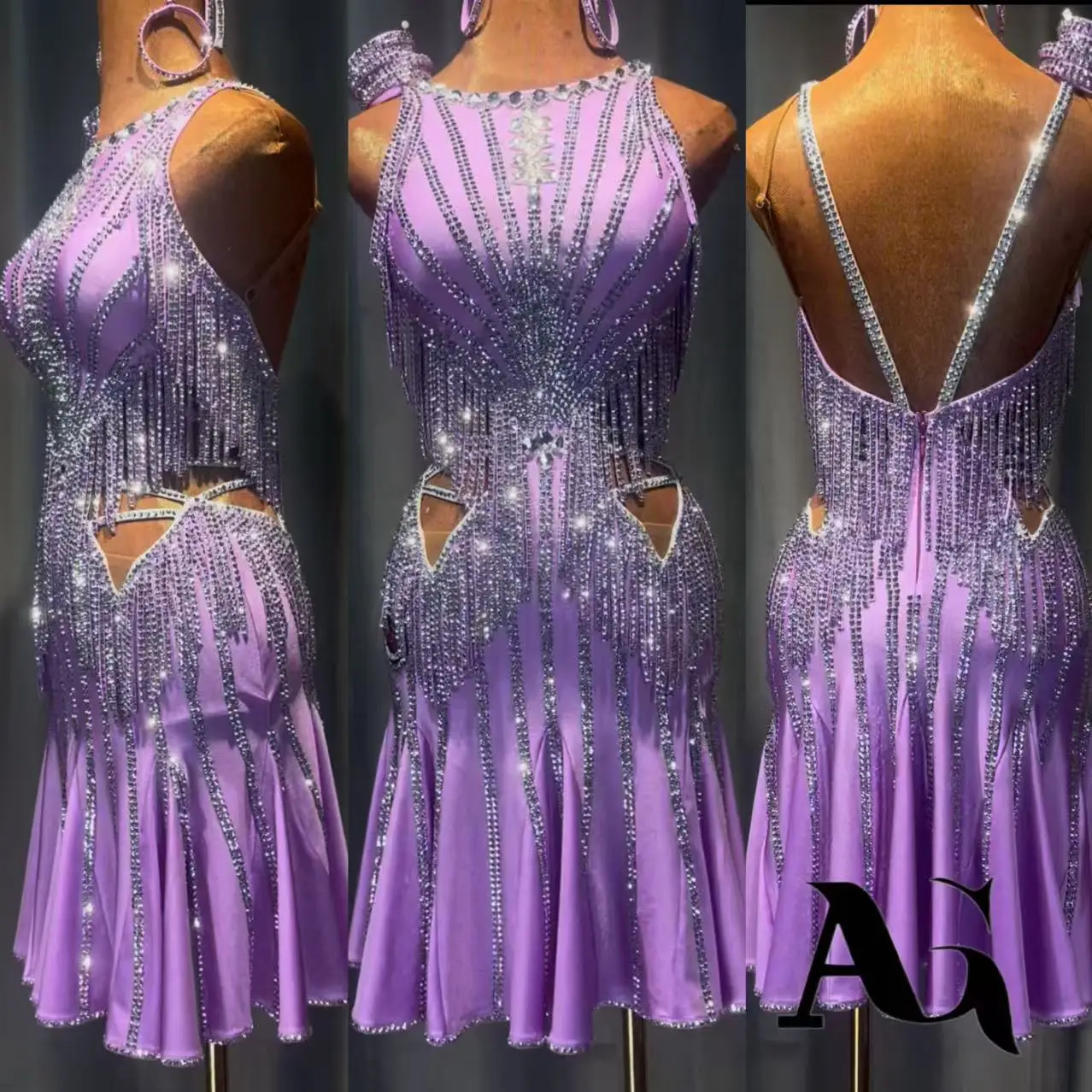 

Платье для латинских танцев для взрослых и детей AB Stone, высококачественная женская одежда Brownie фиолетового цвета на подтяжках для ча-танго