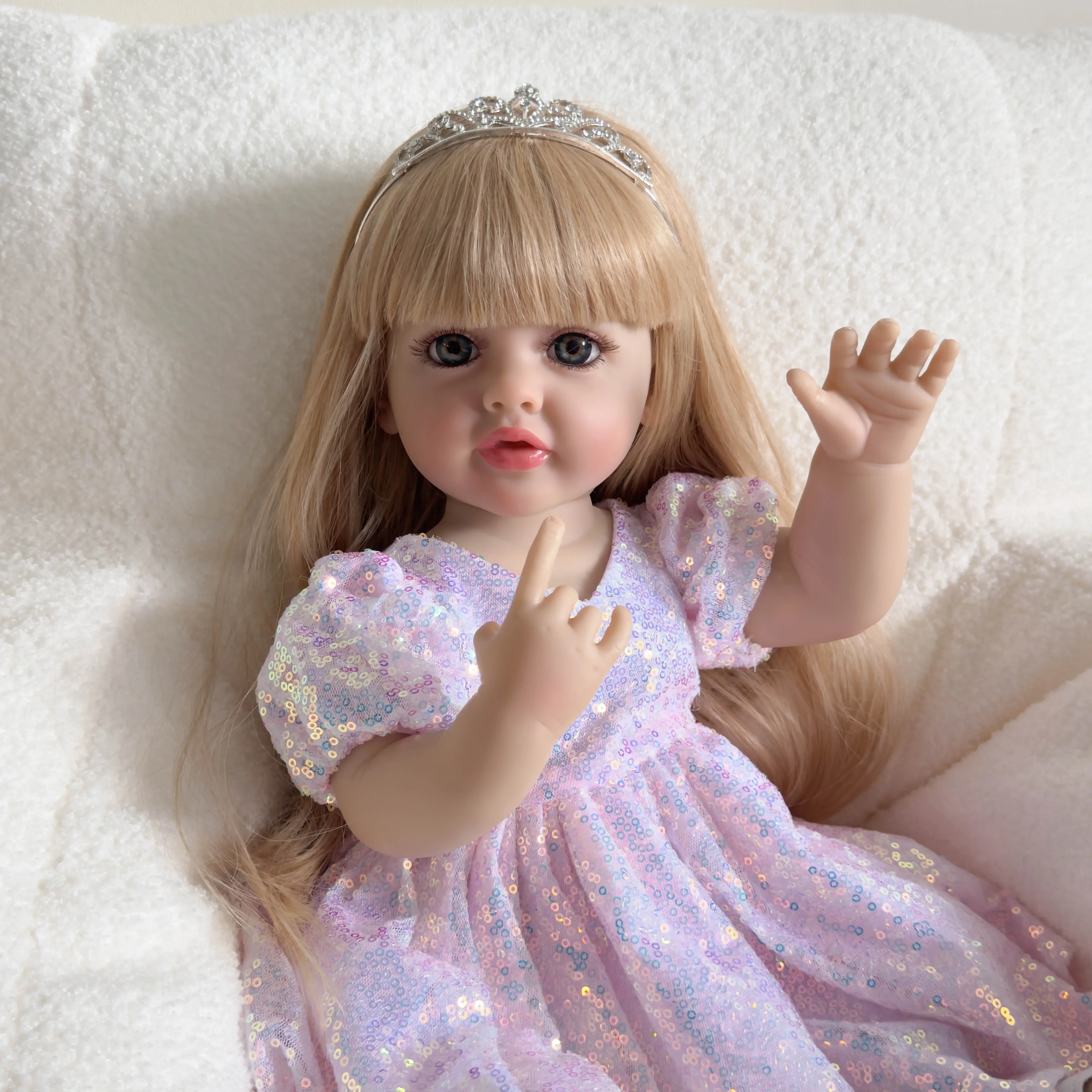 55CM Betty Full Body Soft Silicone Vinyl Reborn Toddler Girl  Pretty Princess Lifelike Baby Doll for festival Gift