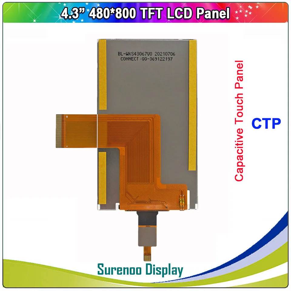 4.3" 480*800 480800 40P_RGB NT35510 MCU TFT LCD Module Display Monitor Screen IIC I2C Capacitive Touch Panel