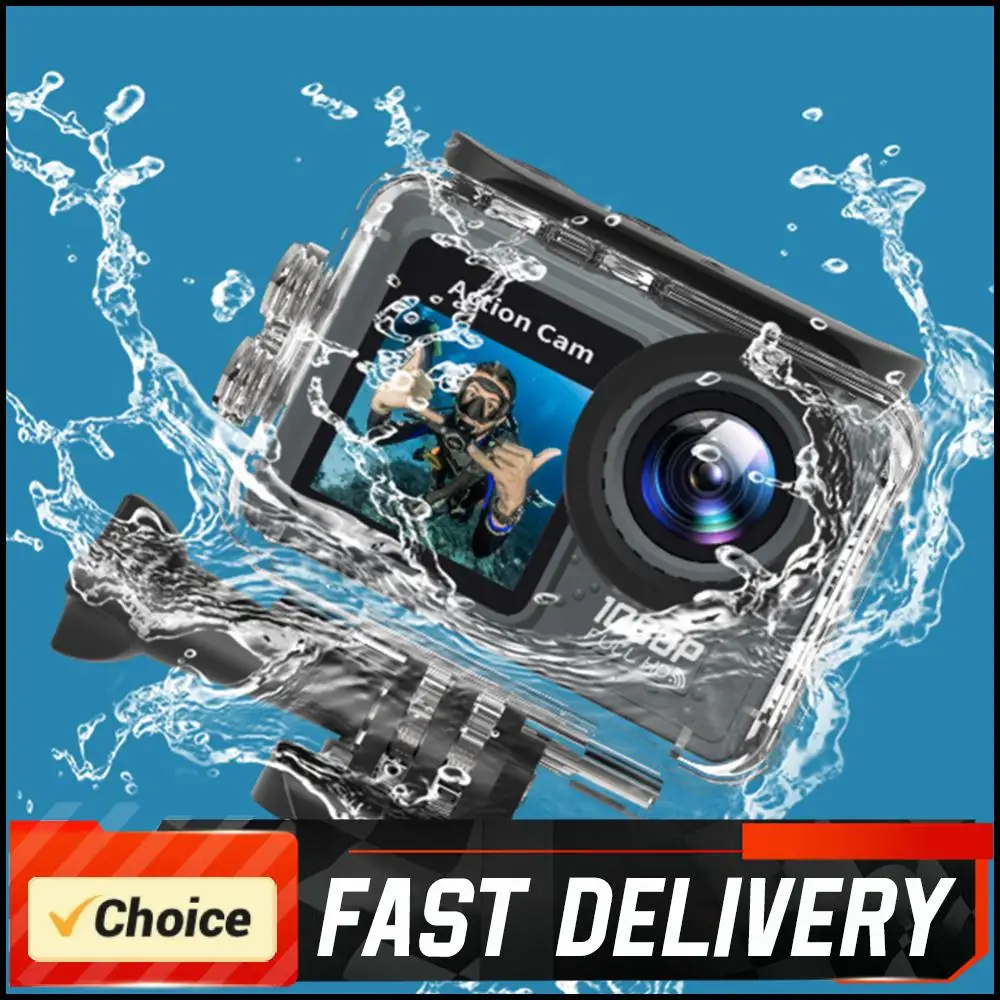 كاميرا مزدوجة الشاشة 1080P 30FPS مسجل فيديو للتمرين 120 ° كاميرا فيديو رياضية بزاوية واسعة مع مجموعة ملحقات #3