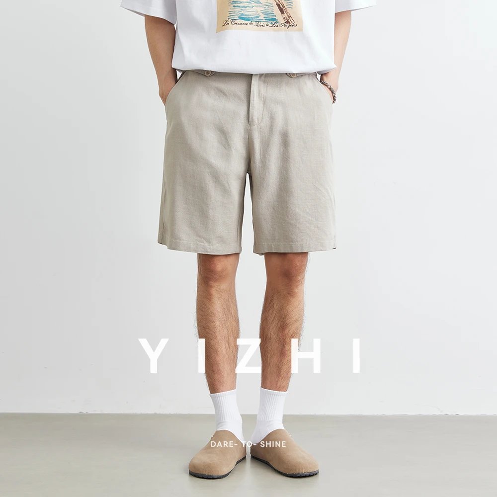 2025 Summer New Men's Lyocell Tencel Casual Shorts Loose and Comfortable Linen Shorts Slim Fit Retro Men's Shorts Clothing