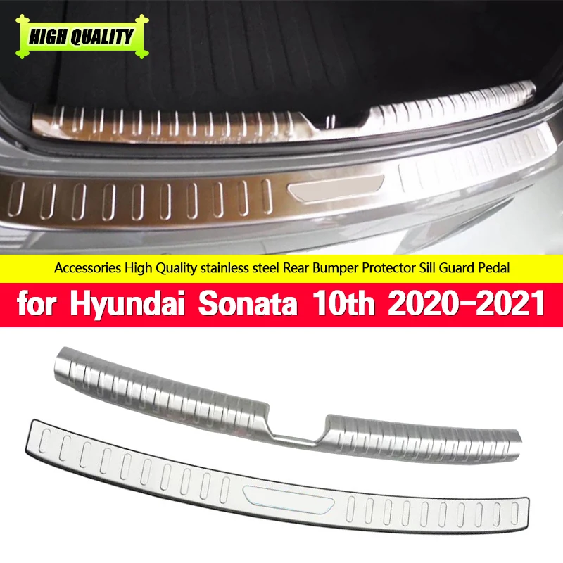 

Car Style for Hyundai Sonata 10th DN8 2020 2021 Stainless Rear Guard Refit Trunk Door Sill Decoration Protection Accessories